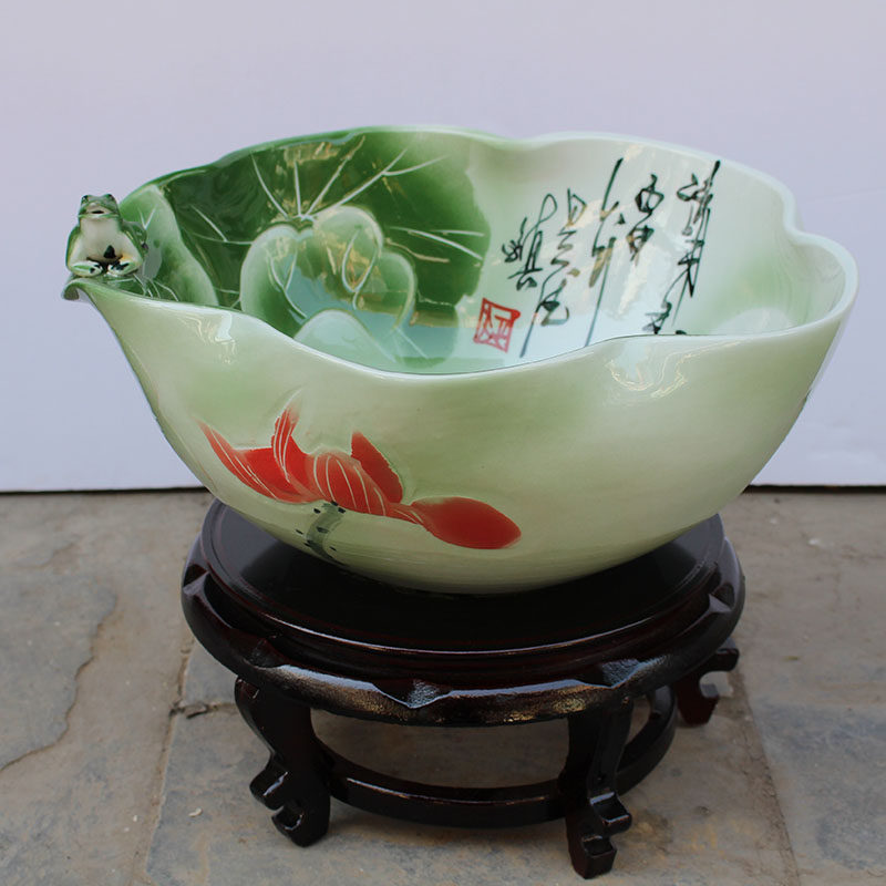 景德镇陶c瓷睡莲碗莲花盆荷花盆水缸养一叶莲花盆陶瓷绿萝盆景花