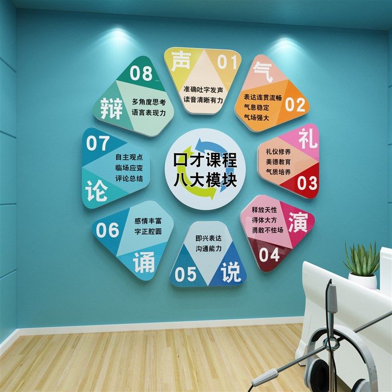 口才教室布置装饰舞台播音小主持人文化背景艺术培训机构墙面贴纸,家居饰品,文化墙贴,淘宝优惠券,粉丝福利购,淘宝优惠卷