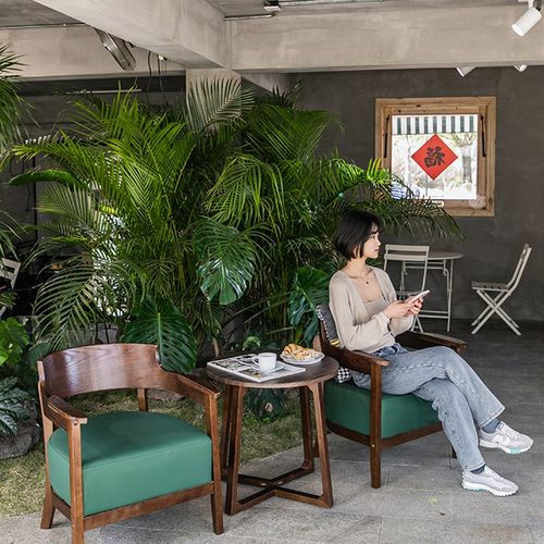 简约实木休息区会客沙发商务接待洽谈办公室休闲茶几组合店面桌椅