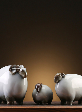 创意官窑陶瓷十二生肖牛马羊w摆件客厅酒柜玄关桌面装饰开业礼品