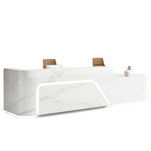 前台接待台烤漆大理石公司办公前台桌轻奢奶茶店吧台收银台