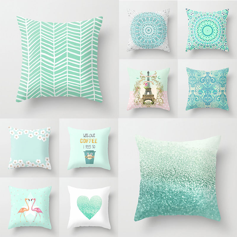 极速45*45cm Decorative Throw Pillows Case Mint Green Pillow