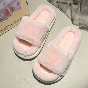 厚底毛毛拖鞋 女外穿秋冬ins潮网红20G24新款 软毛半棉拖鞋 子春夏季