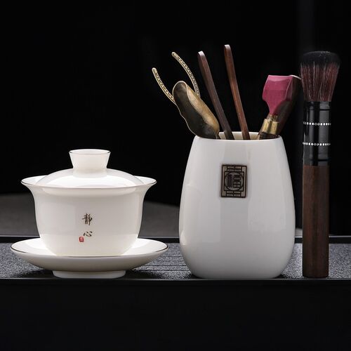 羊脂玉白瓷功夫茶具套装小套家用泡茶盖碗茶杯公道杯办公喝茶茶具