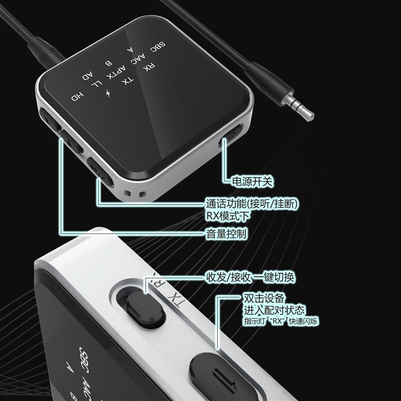 2022新款蓝牙5.2音频接收发射器Aptx Adaptive车载接收电视发射