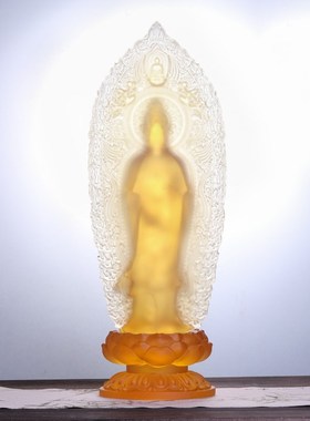 60cm高背板净瓶观音佛像琉璃摆件南海观世音菩萨站像家居家用供奉