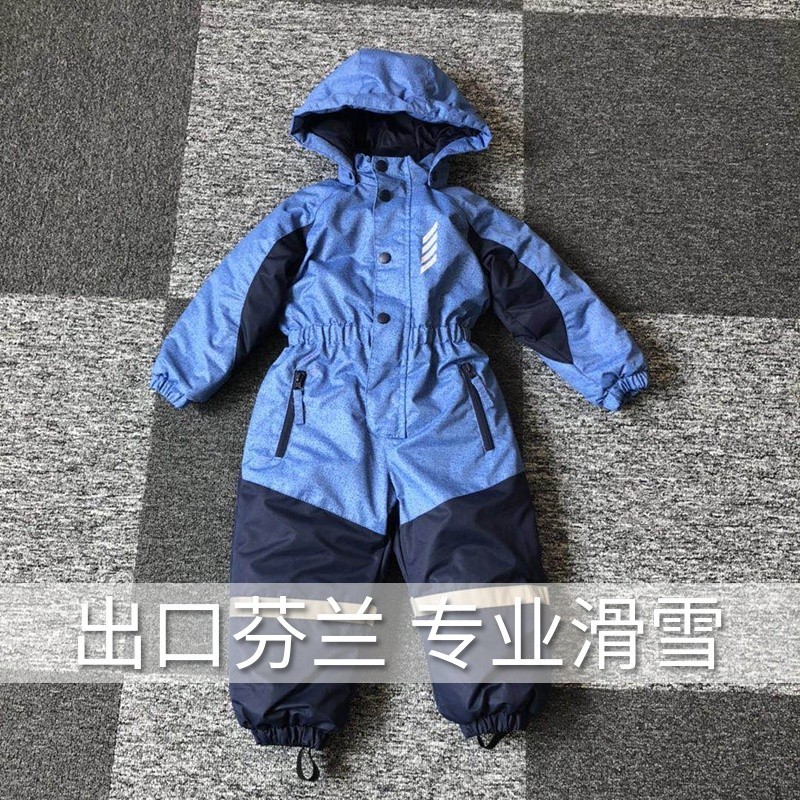 外贸儿童滑雪服连体防水男童连体冲锋衣女童小童宝宝滑雪裤衣套装