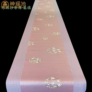 禅意精品茶具家用防水席珍珠纱多色团花烫金桌旗茶旗多款 中式 茶道