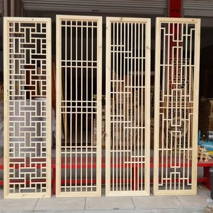 实木门中式 仿古门窗花格中式 电视背景墙玄关隔断屏风背景墙定制