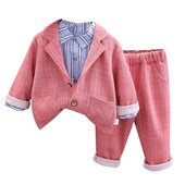 儿童春秋装 三件套2小童5小孩礼服0婴儿童装 男童西装 3周岁潮 套装