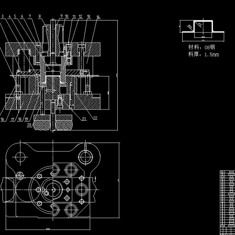 汽车玻璃升降器外壳模具设计2D图机械CAD素材