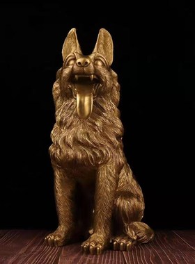纯铜狗摆件元宝狗狼n狗生肖狗招财狗聚宝盆狗家居客厅办公室装饰