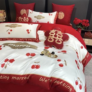 新款 婚床摆件含芯抱枕结婚婚房饰品新婚婚礼喜字枕头一对大红色