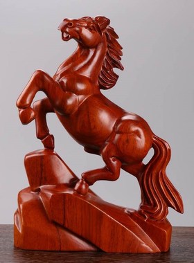 实木马摆件动物生肖木雕马中式家居办公室桌面装饰品木质工艺品马