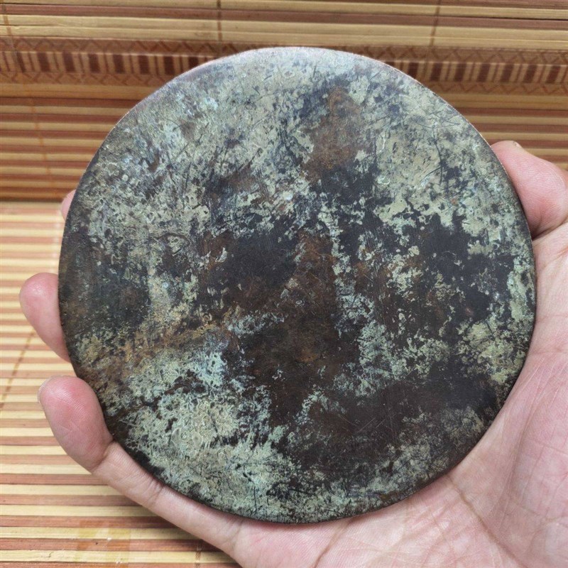 古玩古董收藏西汉古代铜镜青铜包浆走兽铜镜梵文古文铜镜仿古铜镜