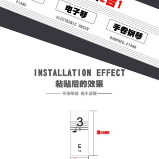 网红电子琴贴88键手卷钢琴键盘贴五线谱贴纸儿童考级入门辅助教学