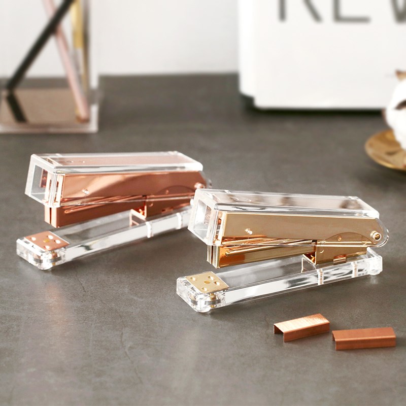 Luxury Rose Gold Gold Manual Stapler Fashion Metal Acrylic S