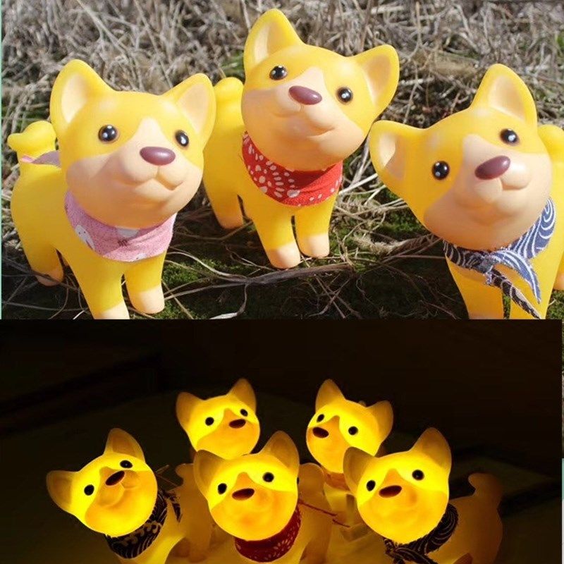 3-6岁宝宝手提搪胶公仔好质量秋田柴犬狗狗中秋节发光音乐灯笼