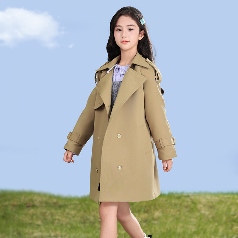 女童风衣外套英伦风2025新款洋气中长款儿童装春季韩版女大童春装,童装/婴儿装/亲子装,风衣,淘宝优惠券,粉丝福利购,淘宝优惠卷