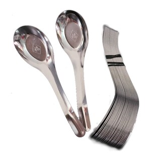 100只特厚大汤勺不锈钢勺子家用平底勺汤匙调羹食堂学生吃饭勺孑