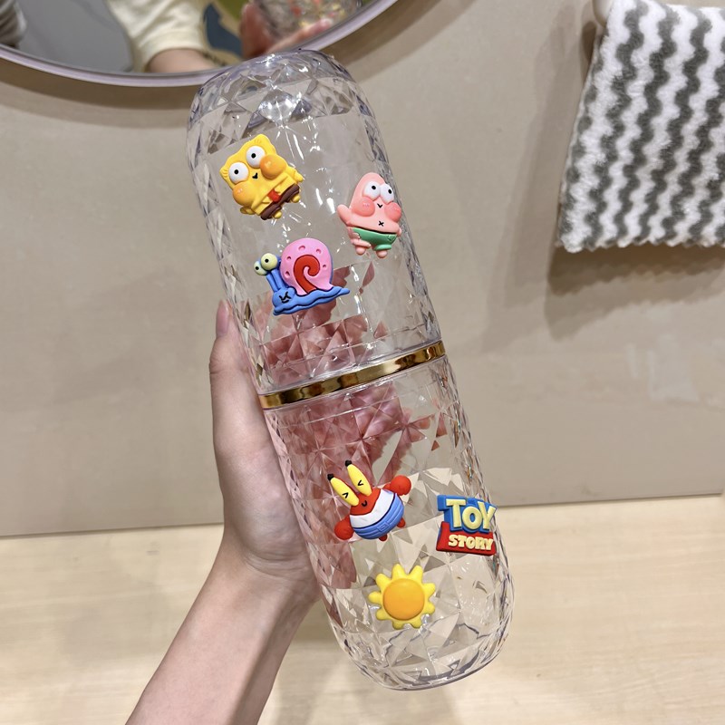 速发可爱旅行洗漱杯卡通情侣旅游出差牙膏牙具收纳盒便携三合一刷