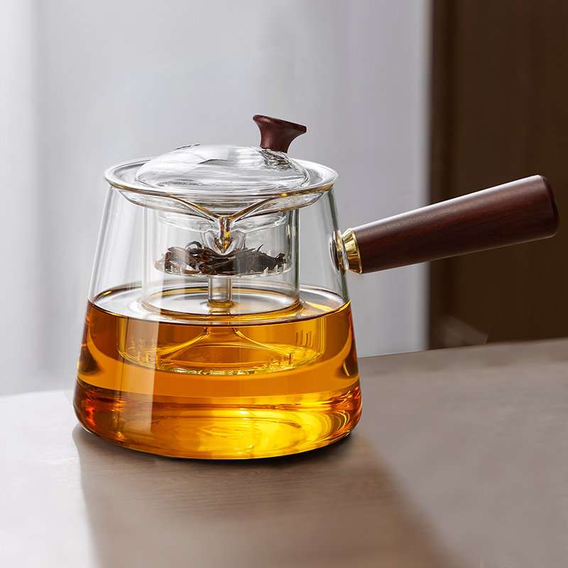 侧把玻璃茶壶耐高温加厚家用电陶炉煮茶壶耐热过滤泡茶器茶具套组