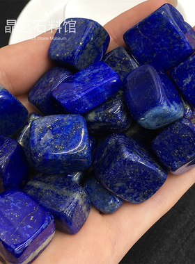 小众高货天然青金石消磁碎石大颗粒青金石原石摆件四方块鱼缸花盆