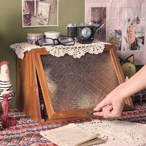 复古实木桌面抽式收屉纳盒木质化妆品水乳展示柜茶具茶杯整理盒子