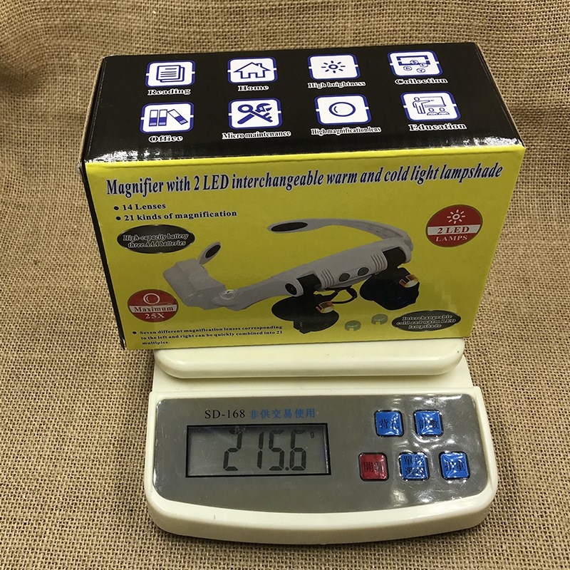 32225-21SX互换冷r暖光源带LED灯头戴眼镜电子钟表维修阅读放大镜
