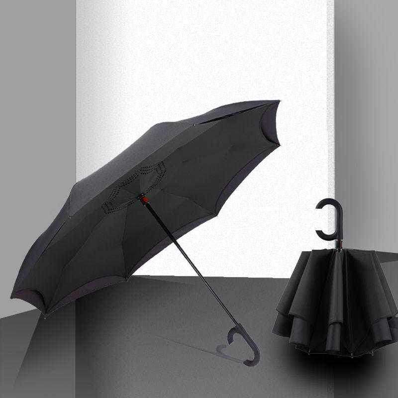 现货新款C型车载免持式二折反向雨伞s折叠两用晴雨双层超大号男女