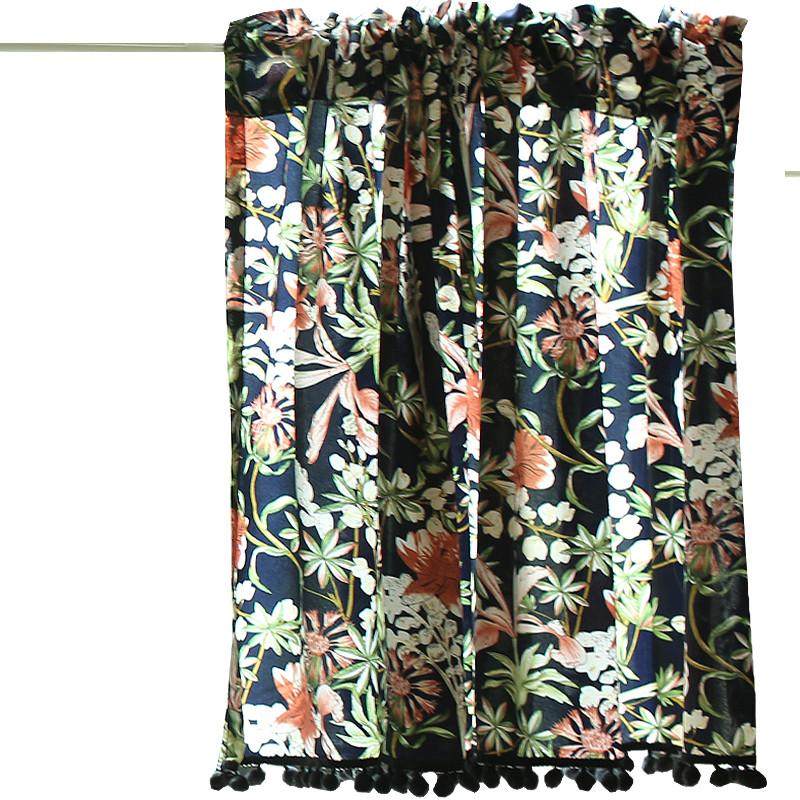 美式植物花卉大花朵半帘门窗帘短帘厨房窗帘免打孔帘穿杆帘柜门帘,居家布艺,成品窗帘,淘宝优惠券,粉丝福利购,淘宝优惠卷
