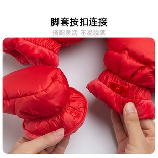 婴儿羽绒服连体衣女宝宝新年红色外出服男宝宝百天满月拜年服冬装