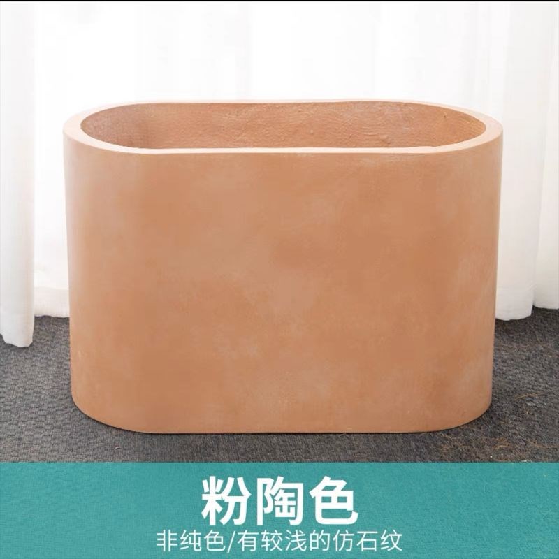 新款圆角镁泥花盆椭圆形水泥花盆长条花箱马槽北欧风绿植隔断盆景