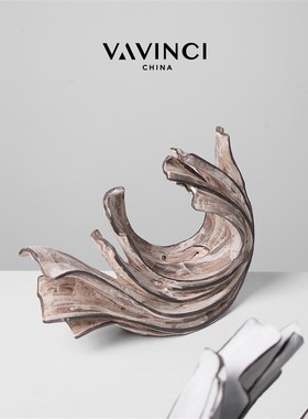 梵其新中式抽f象艺术陶瓷摆件样板间售楼处软装酒店民宿家居装饰