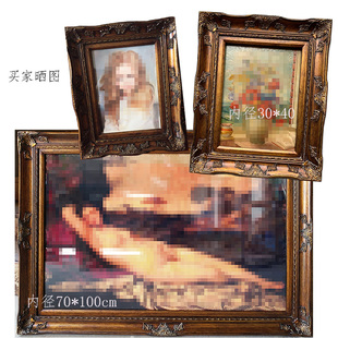 实木画框定制油画碎箔金色装 古B画宽复裱外框框度9cm厚度4