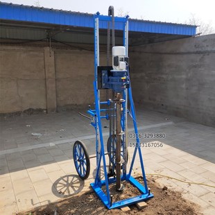 便携式 移动小型地桩钻孔机 螺旋打桩机l220V木屋地基钻桩机