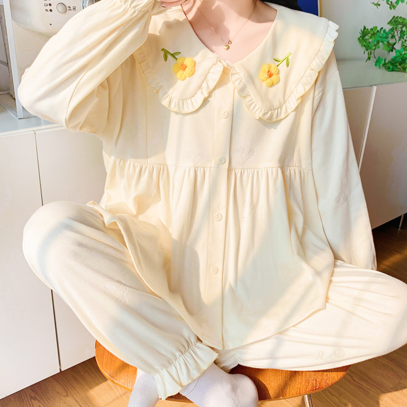 月子服春夏纯棉产后孕妇哺乳睡衣春秋季产K妇两件套喂奶怀孕期家