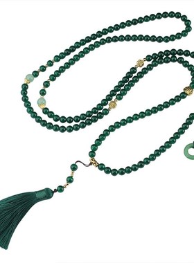 国风小清新清透玻璃烤漆珠超长款多用途项链可斜跨背背链汉服配饰