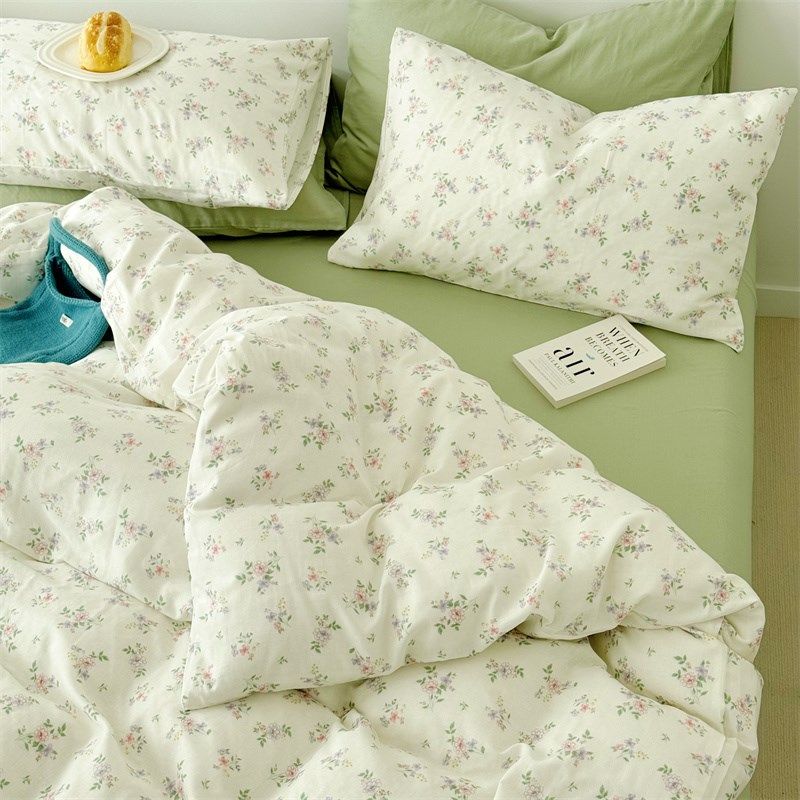 全棉新疆棉A类母婴级双层纱四件套田园亲肤纯棉被套双人床上用品,床上用品,床品套件/四件套/多件套,淘宝优惠券,粉丝福利购,淘宝优惠卷