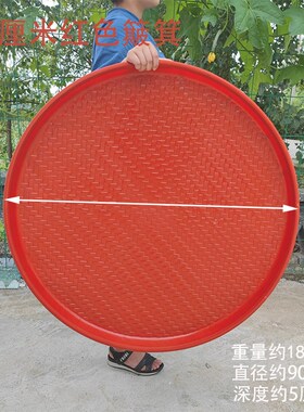 现货塑料筛子圆簸箕家用商u用晒东西筛米大小晒筐细孔过滤仿竹编