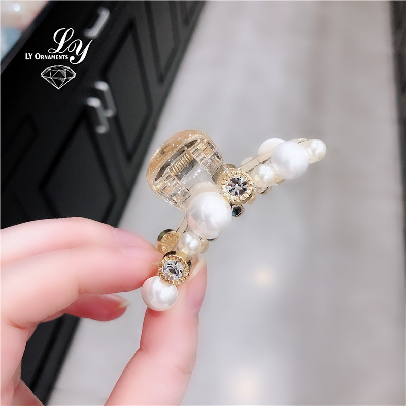 网红珍珠抓夹甜美百搭小仙女水钻刘海发夹头饰竖夹侧边卡发饰