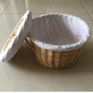 柳编家居带盖家用馒头筐水果编织筐田园风收纳筐鸡蛋筐面包食品篮