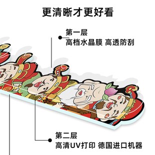 五福临门墙体画门贴五路福禄寿喜财神爷门口贴纸入户门玄关装饰画