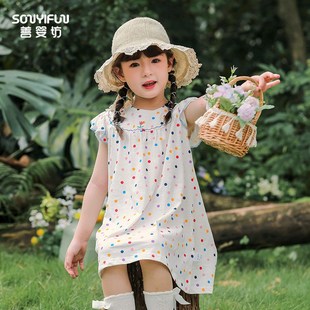 时髦波点小裙子1 女童婴儿宝宝洋气韩版 5岁3 连衣裙小飞袖 儿童夏装