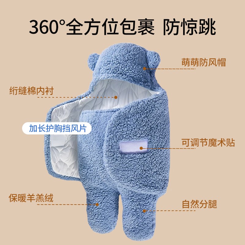 婴儿抱被秋冬季加厚睡袋新生衣服初生宝宝冬天春秋款纯棉外出包被
