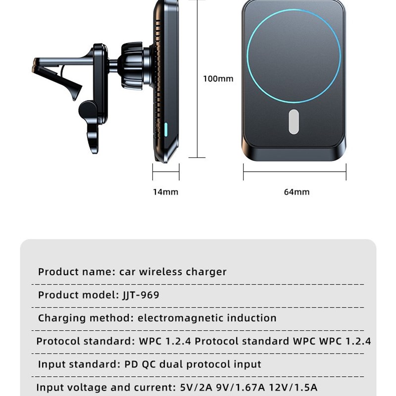 15W Car Wireless Charger Mount Air Vent Magnet Phone Holder