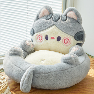 可爱坐垫地上懒人坐墩靠背一体屁垫榻榻米座垫客厅家用地板软垫子