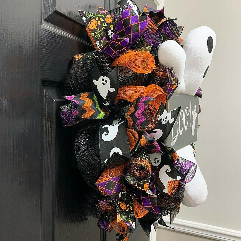 推荐Halloween Wreath BOO! Farmhouse-Ghost Wreath Outdoor Doo