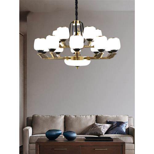 新品觅心四季家园新中式客厅吊灯C简约现代大气锌合金别墅复式楼