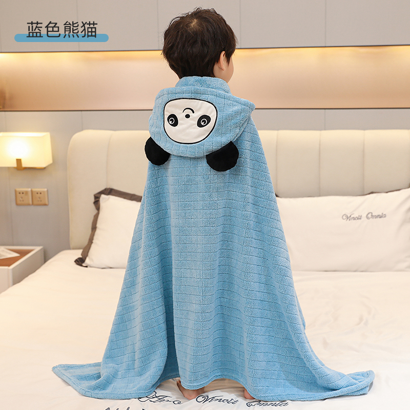 婴儿浴巾新生儿童连帽斗篷可穿式宝宝洗澡浴袍比纯棉吸水超软秋冬